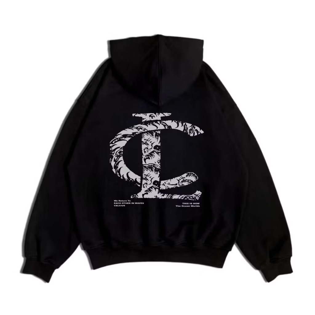 Celcius Hoodie Boxy Black Roots Logos Unisex