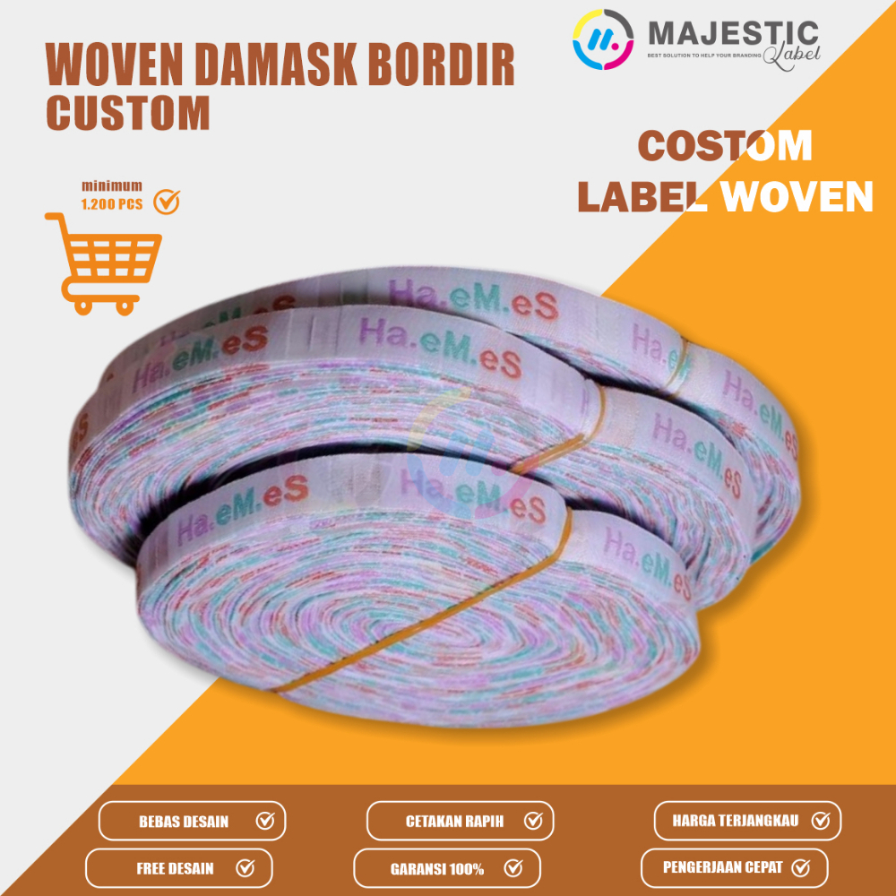 ukuran1,5x4 cm/label baju/label bordir custom/label baju custom