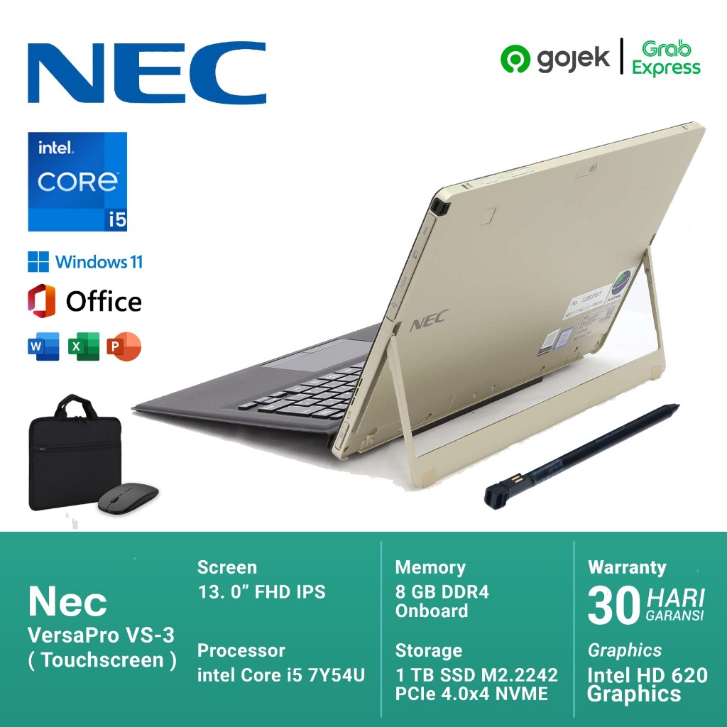 Nec VersaPro VS-3 TAB Touchscreen Core i5 Gen 7 RAM 8GB SSD 256GB Bonus Tas & Mouse Wireless