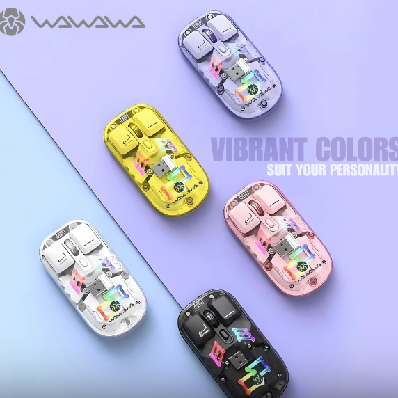 WAWAWA WA-F7 Mouse Wireless with RGB Light Indicator Transparent Stylish