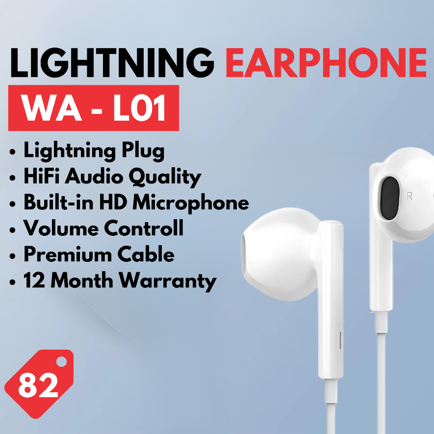 WAWAWA WA-L01 Lightning Headset Hi-Fi with Volume Control HD Mic