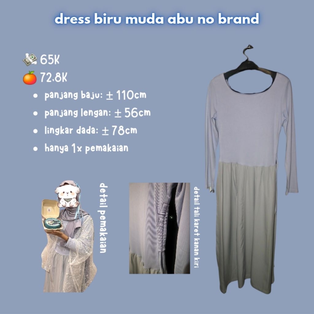 dress gaun biru muda preloved