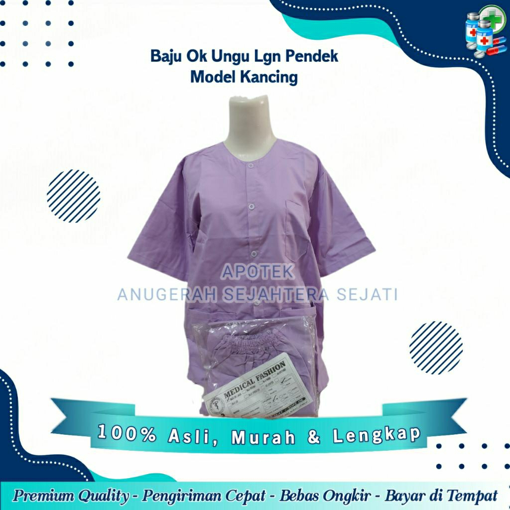 Baju OK / Baju Jaga Pria Dan Wanita / Lengan Pendek / Warna Ungu Model Kancing