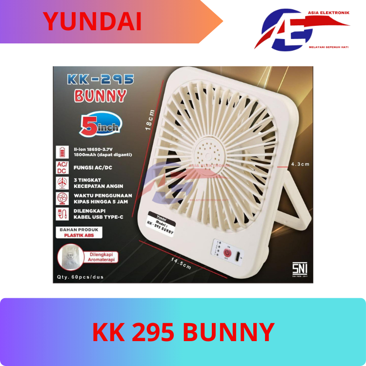 Kipas Emergency Yundai KK 295 BUNNY | Portabel