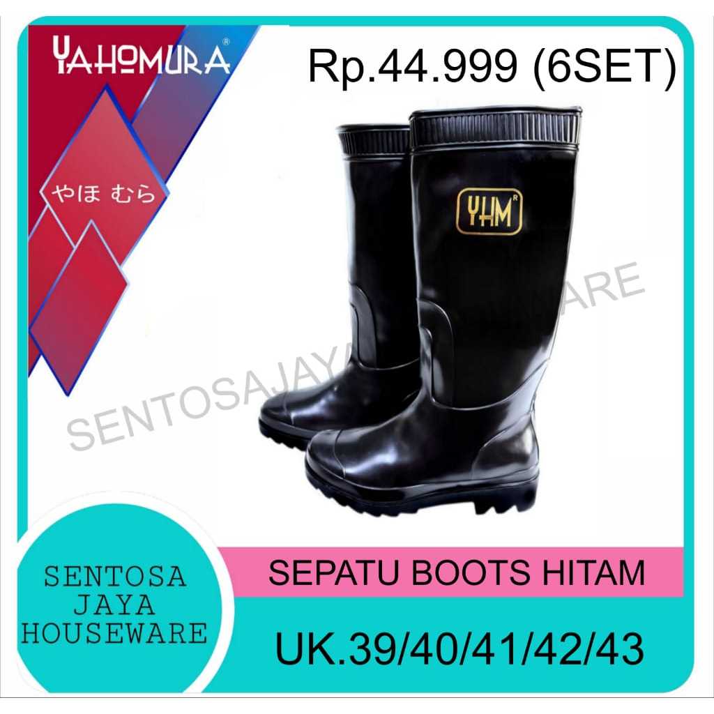 SEPATU BOOT KARET HITAM PRIA / SEPATU SAFETY PRIA UNTUK PERTANIAN , PERKEBUNAN DAN BANJIR