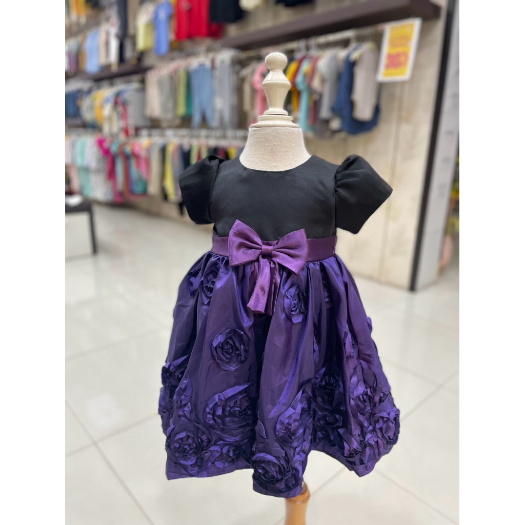 GOWN / GAUN -Dress pesta anak perempuan black & purple / Dress simple & elegan