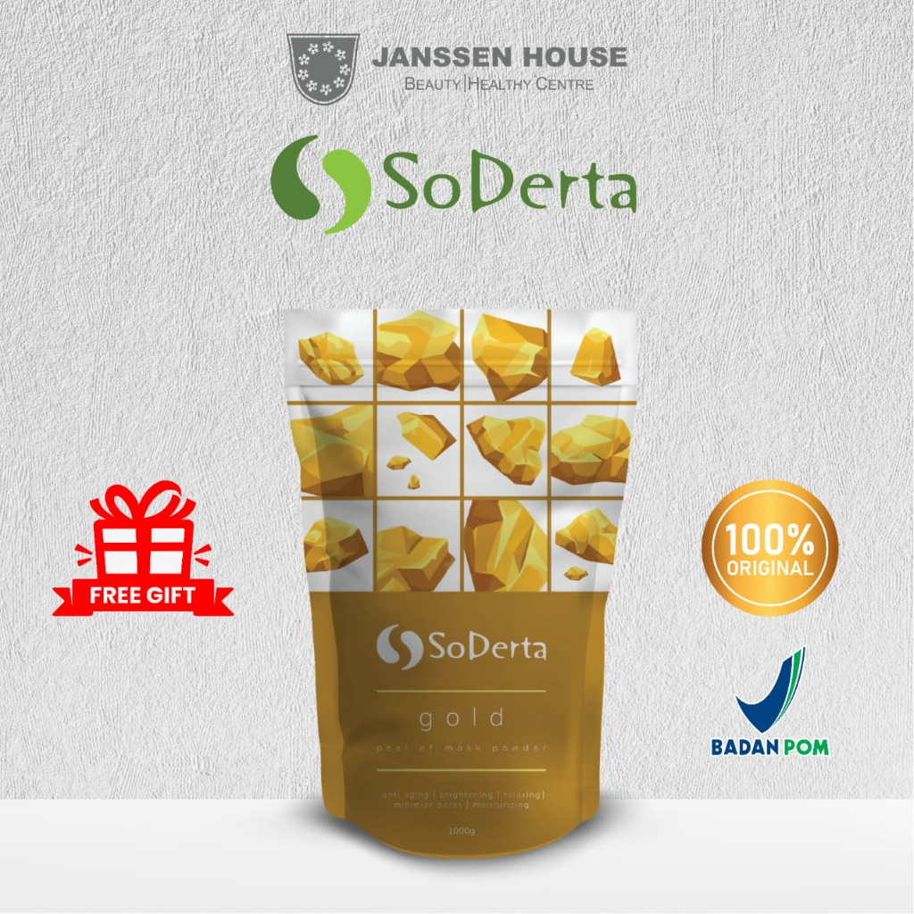 SODERTA GOLD PEEL OFF MASK 1KG POWDER | Masker Karet Bubuk Rubber Jelly Klinik Kecantikan Original B