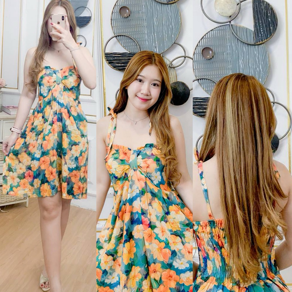 Daster Bali Miyuki Daster//Dress Mini Model Tali Lepas Rayon Motif