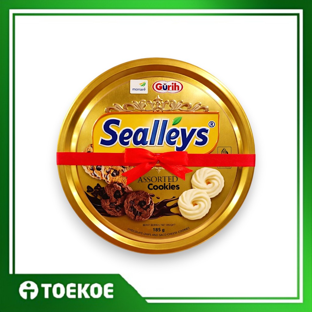 TOEKOE Sealleys Assorted Cookies Kukis Cokelat Chips & Kue Sagu Keju Kaleng 185gr