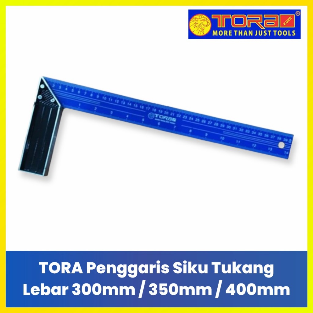TORA Siku L Plat Lebar 12/14/16 Inch | Penggaris Sudut Siku Tukang Besi Kayu Aluminium
