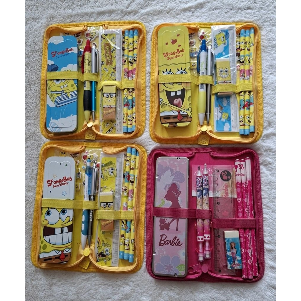 Complete Stationery Set Spongebob & Barbie and Notebook Spongebob