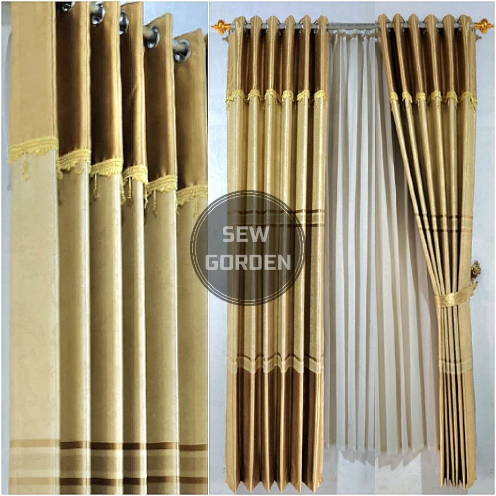 Gorden poni tempel terbaru Termurah Dan Terlaris mewah minimalis motif bunga tulif gold Tebal