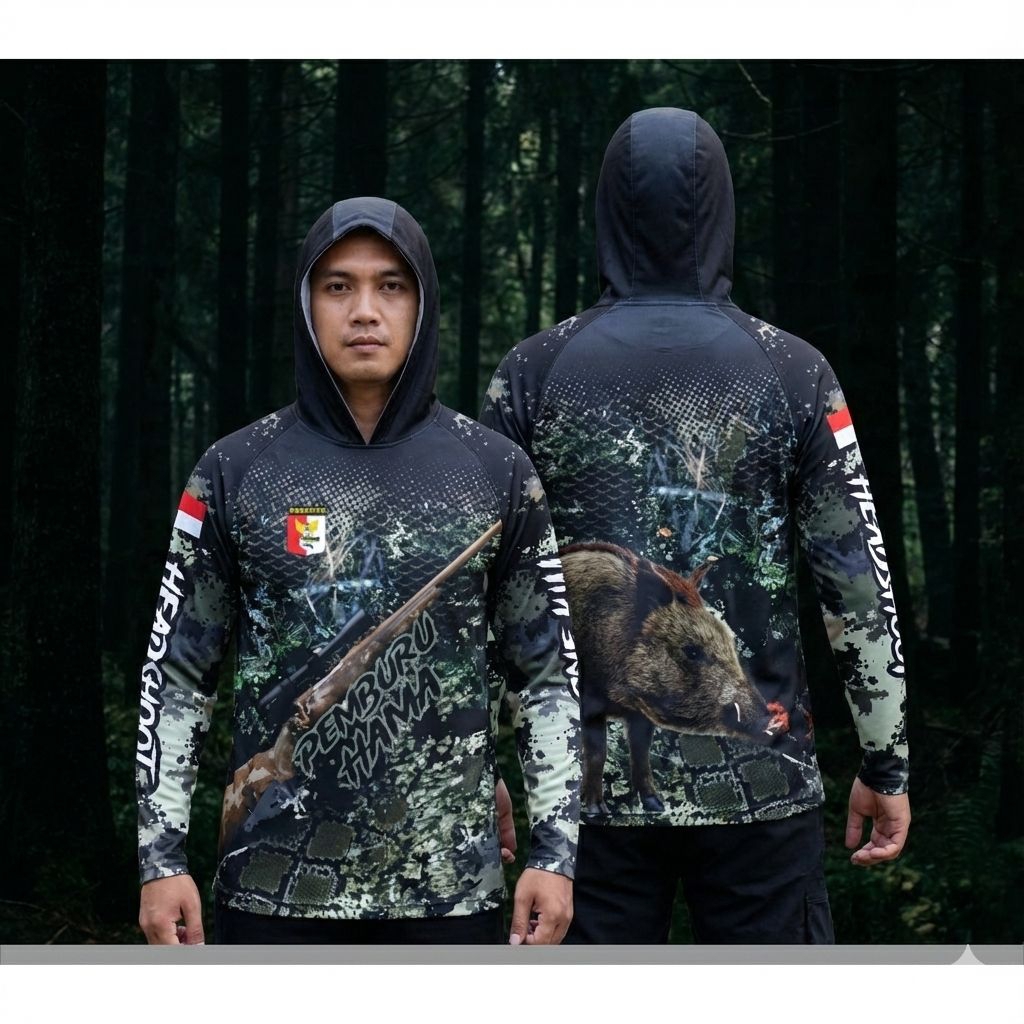 Jersey Berburu Hama Baju Hunting Lengan Panjang Printing Kupluk