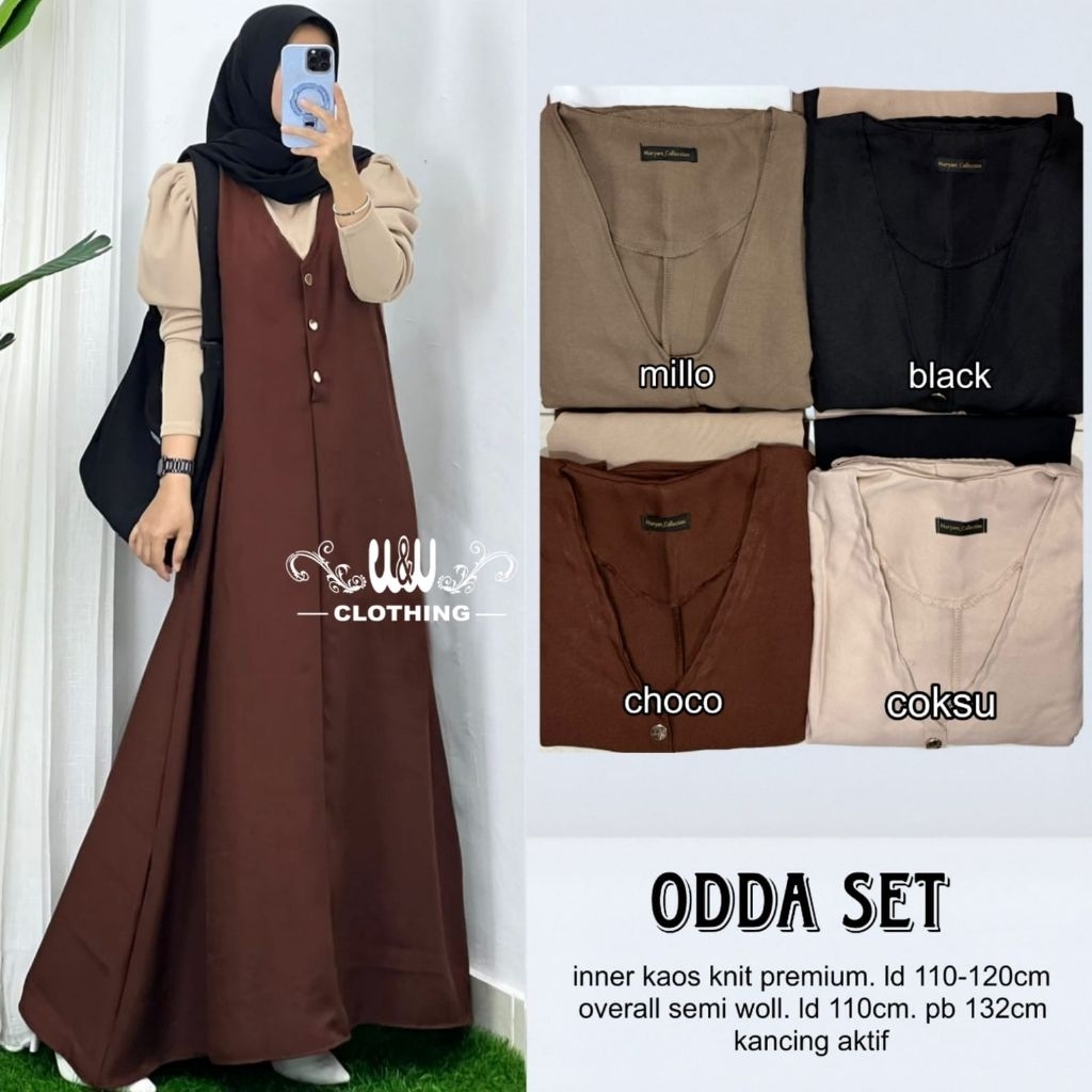Odda Set By W&W Clothing Gamis Setelan Inner Kaos Knit Premium Overall Semi Woll Kancing Aktiv