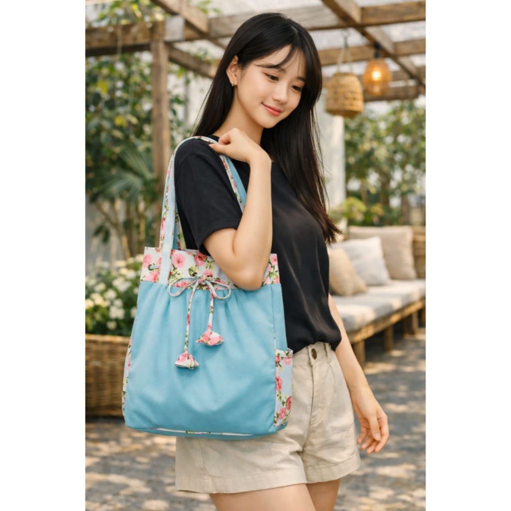 Tas naraya bangkok original tas tote naraya tas kain serut besar tote bag wanita tas batik