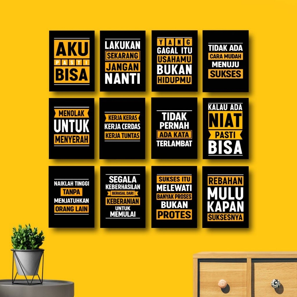 Poster kayu quotes motivasi pajangan dinding ruang kerja dekorasi kantor hiasan dinding motivasi
