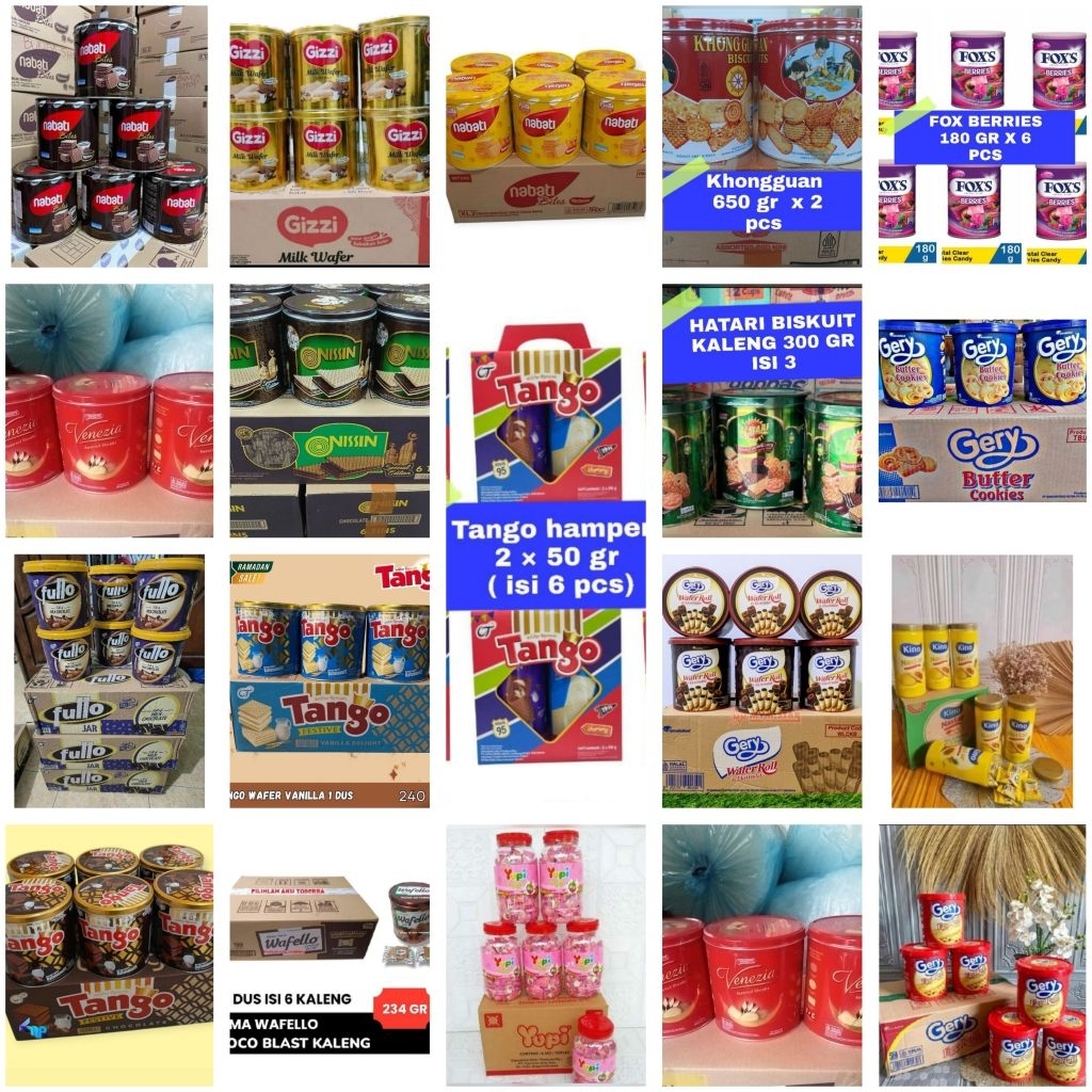 Aneka kue kaleng tango/ nabati/ Mio FULLO/Astor/Gery Kartonan