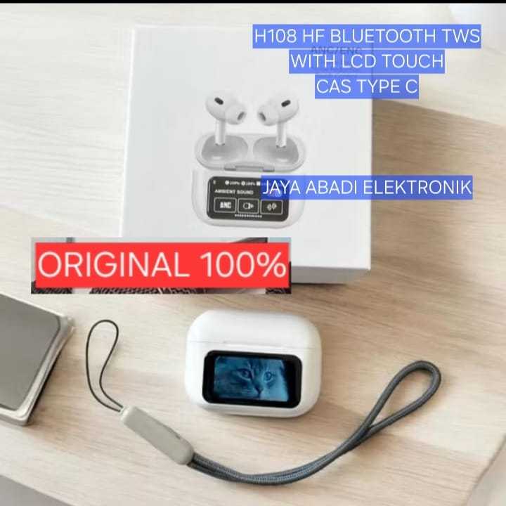 H108 HF BLUETOOTH ORI 100% TWSWITH LCD TOUCH CAS TYPE C HEADPHONE OLAHRAGA BLUETOOTH BISA KUPING K B