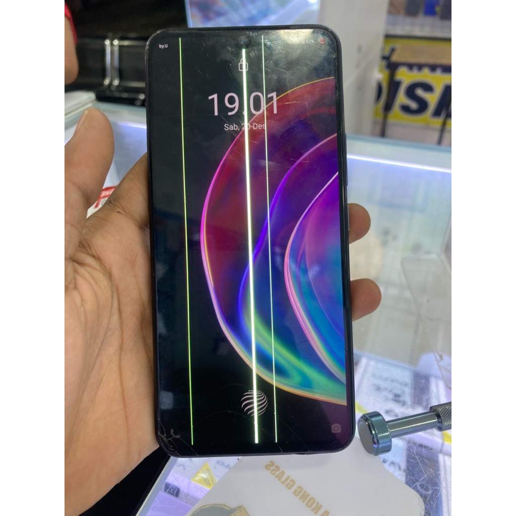 lcd ori copotan vivo v21 5G (retak garis hijau)