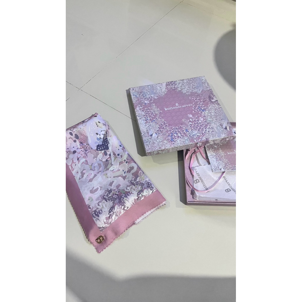 (PRELOVED) Buttonscarves The Ederra Satin Square “Dusty Rose”