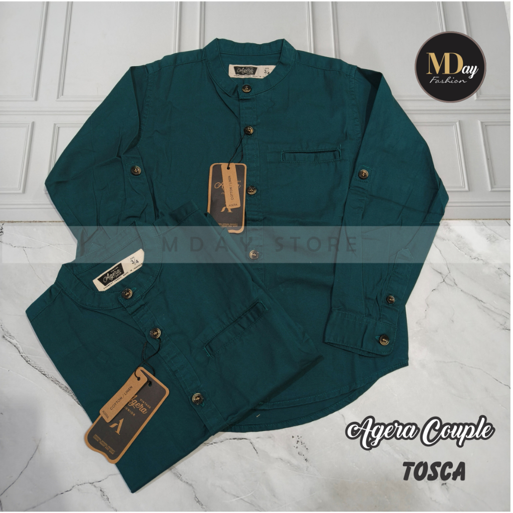 AGERA KEMEJA KOKO COUPLE AYAH ANAK SPESIAL TOSCA GREEN KATUN TWILL TERBARU