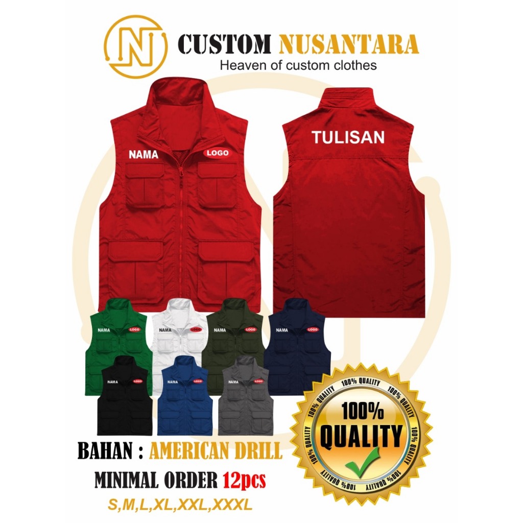 Rompi Vest kerah custom bordir | Rompi tactical lapangan | Rompi custom satuan | Rompi outdoor