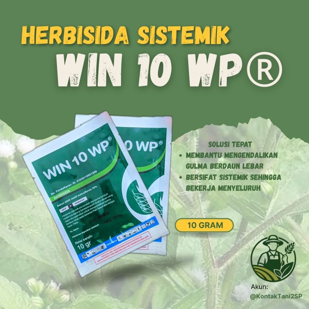 WIN 10 WP® | ORIGINAL |10 gr – Herbisida Sistemik | Pengendali Gulma Berdaun Lebar
