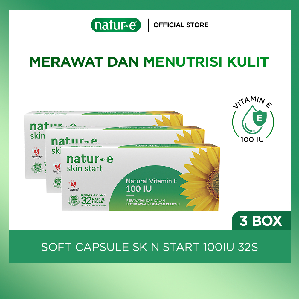 Natur-E Triple Pack Soft Capsule - Active Beauty Natural Vitamin E 100 IU 32s x 3pcs - Suplemen Keca
