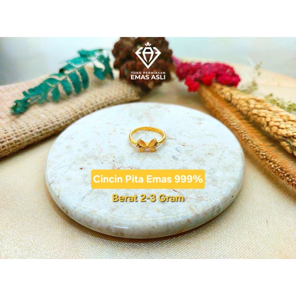 Cincin Emas Pita/Ribbon Gold Kadar 24 Karat (999%)