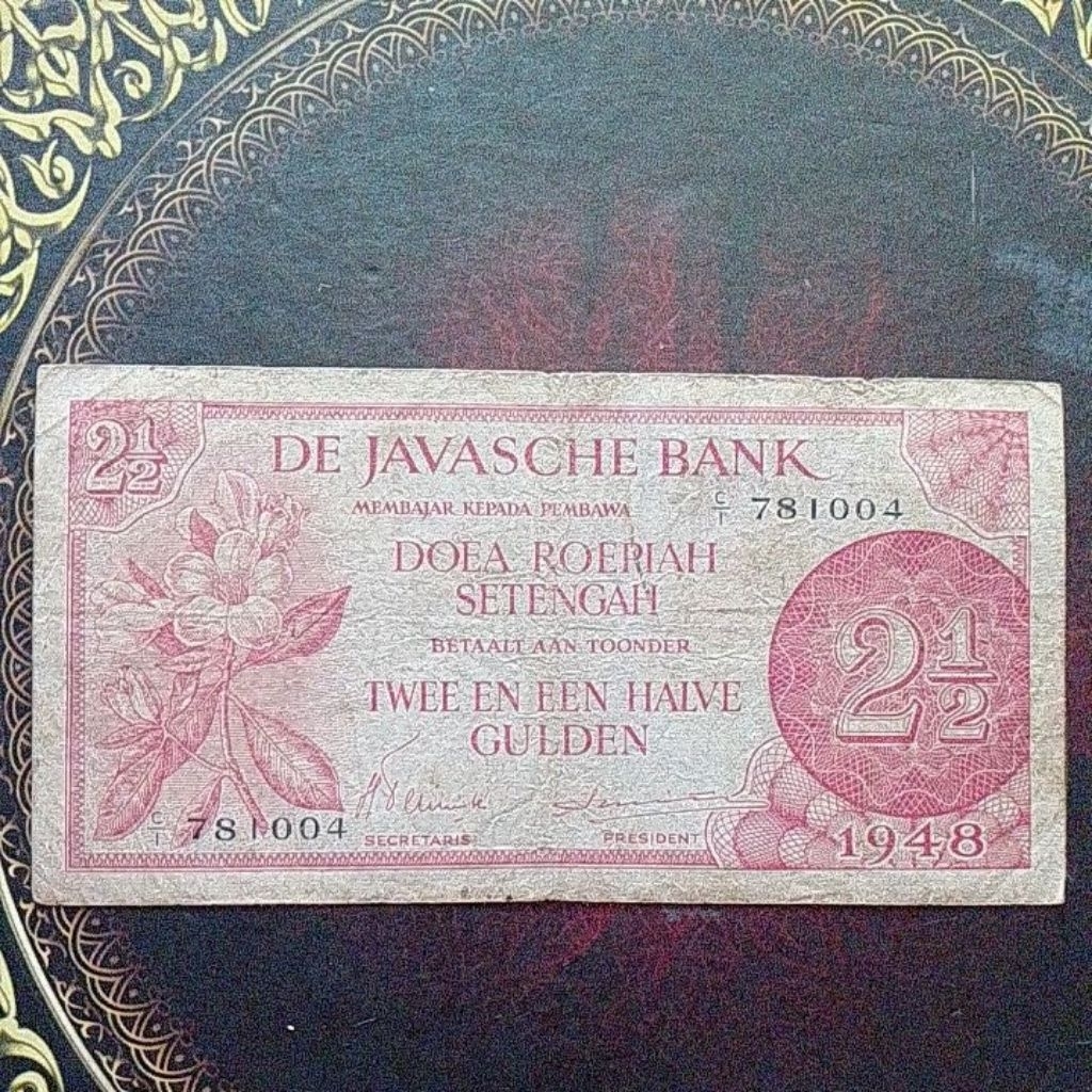 Uang De Javasche Bank 2,5 rupiah seri federal 1948 vf