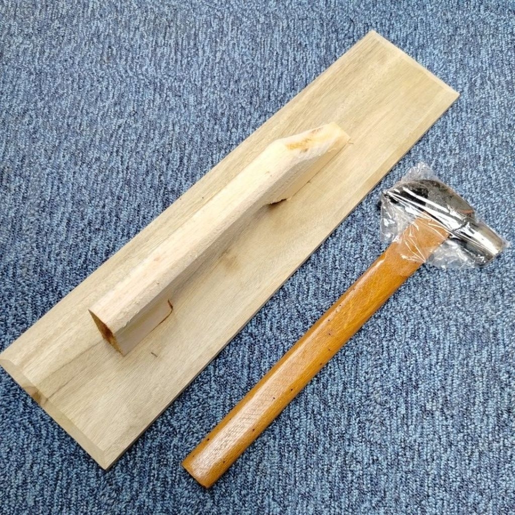 Roskam kayu jati purnis panjang 40cm + Palu kambing gagang kayu.