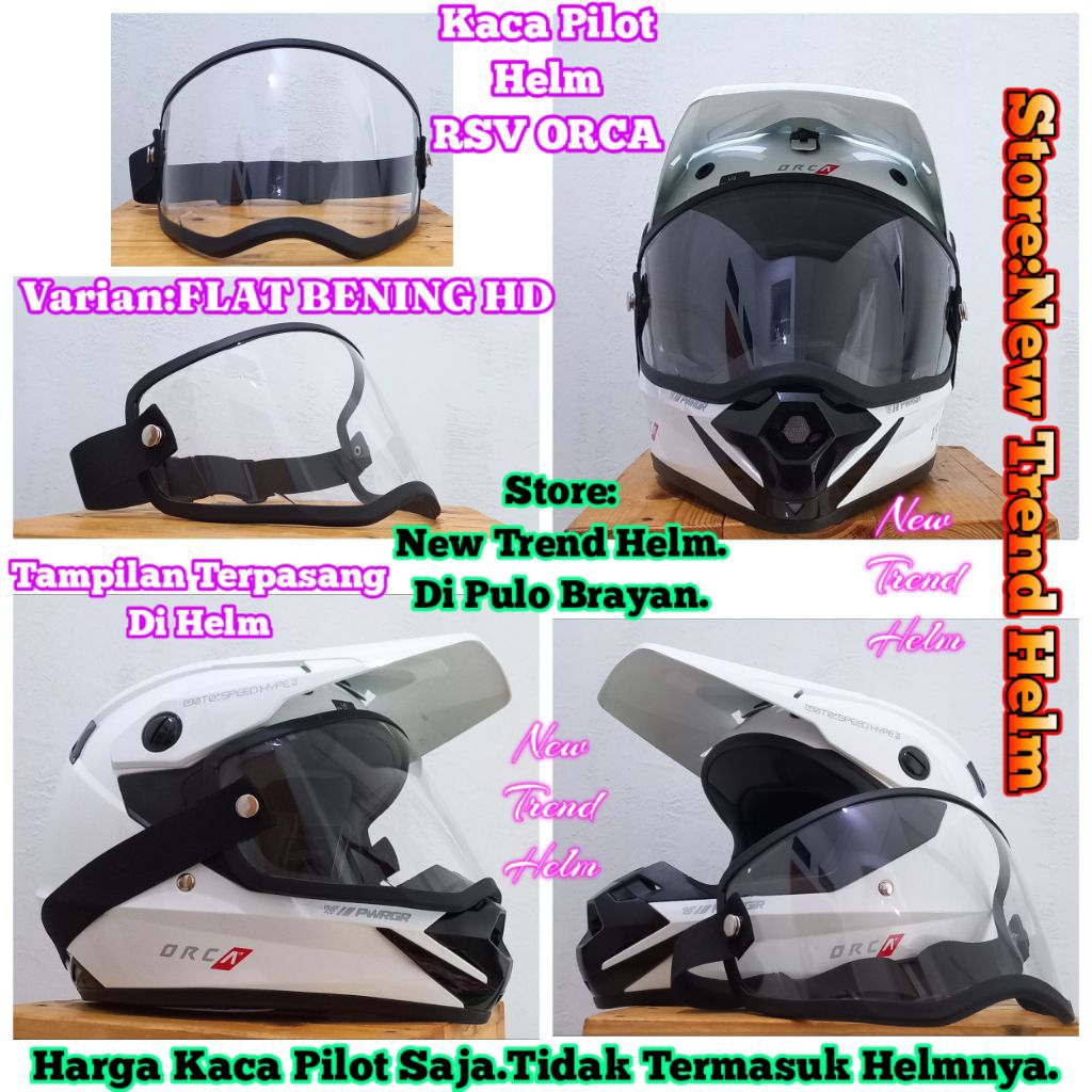 Kaca Pilot Helm RSV Orca.Kaca Helm Cross RSV Orca.Store New Tend Helm.