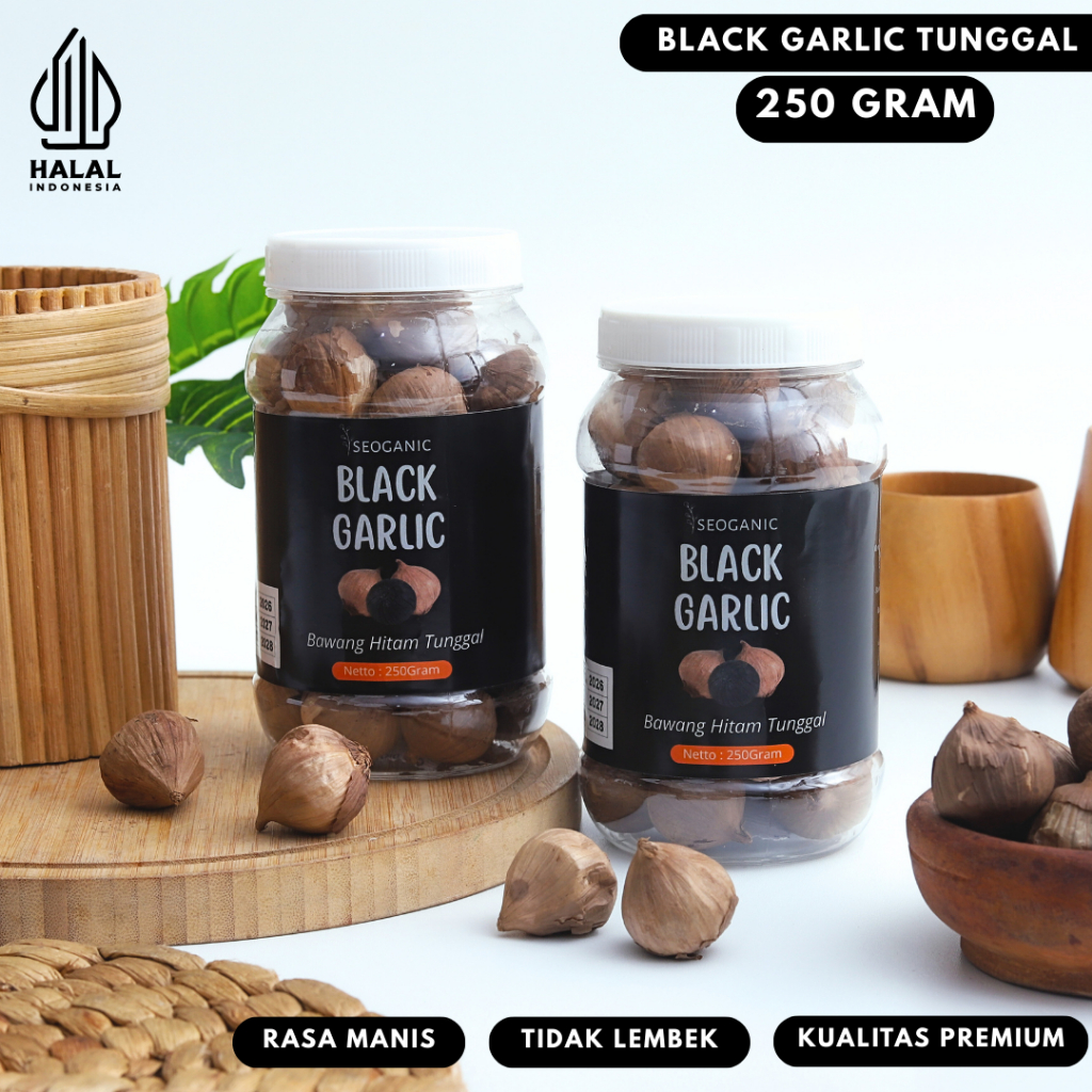 SEOGANIC Black Garlic Solo Bawang Hitam Tunggal Premium 250GRAM - Bawang Hitam Lanang