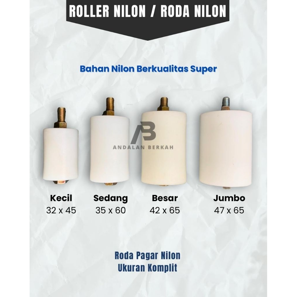 Roller Nilon | Roda Nilon | Roda Pagar Nilon | Ukuran Komplit