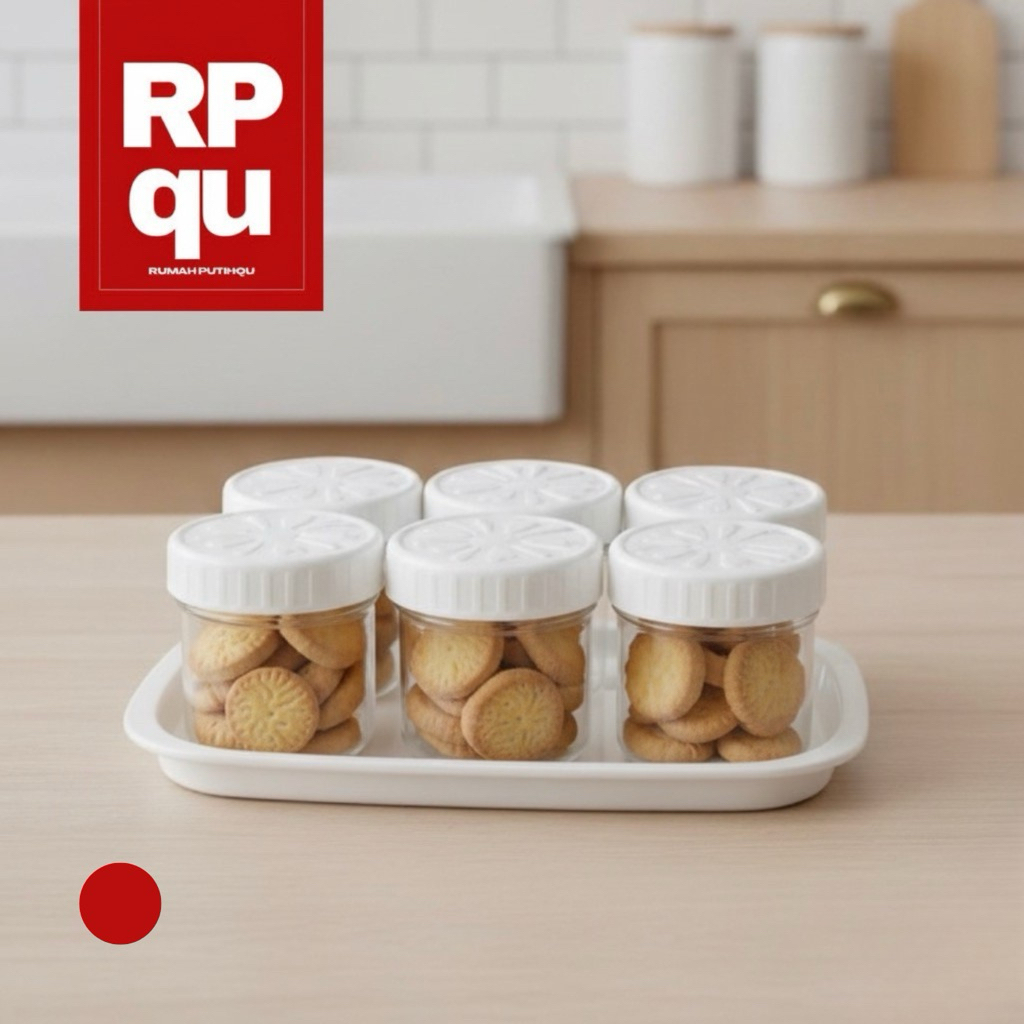 Toples Plastik Warna Putih isi 6 Free Nampan - RumahPutihQu