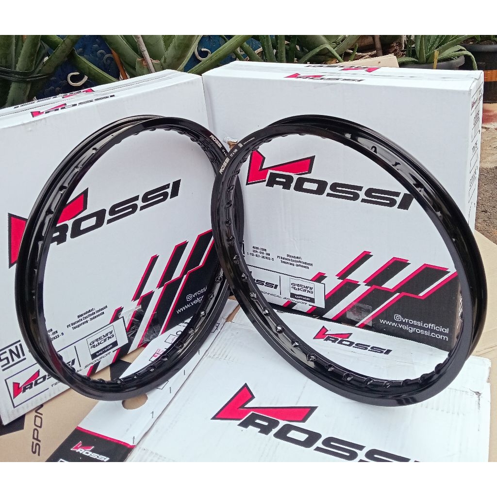 VELG/PELAK JARI JARI RUJI V ROSSI HITAM GLOSSY LICIN RING 17 UKURAN 140/140 DAN 160/160 UNIVERSAL SE
