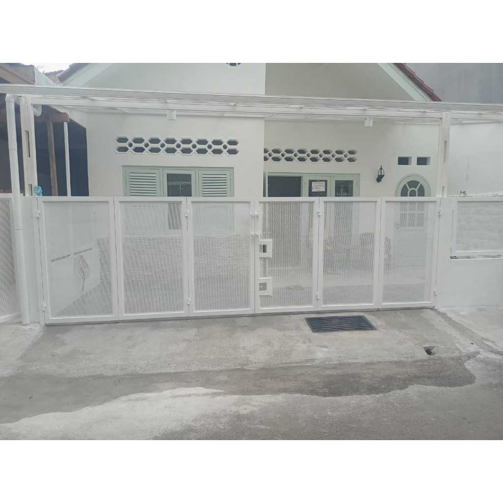 Pagar rumah Perforated Lipat Tikung Besi Galvanis Minimalis free survei dan pemasangan