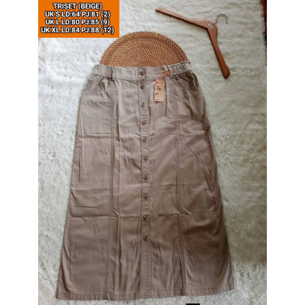 Rok Triset pinggang karet original