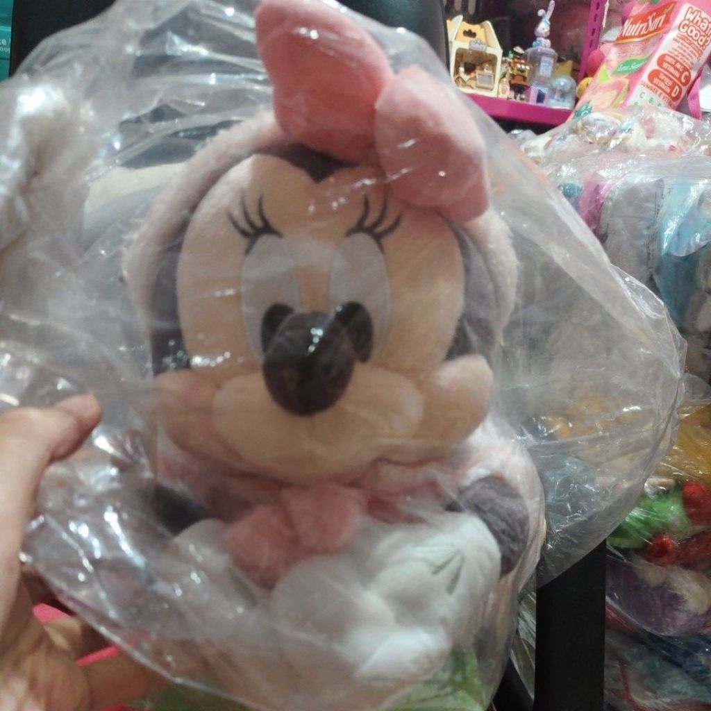 boneka minnie mouse tengkurep tempat tissue pink ori