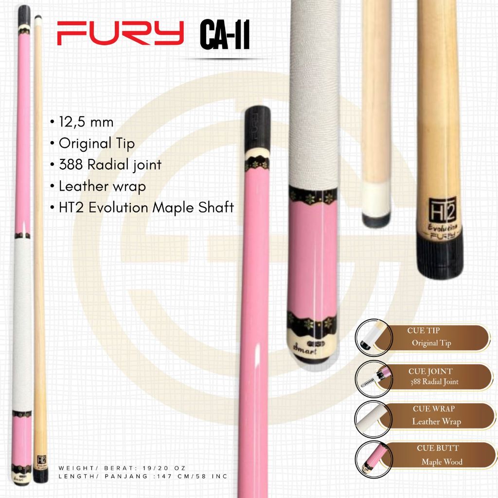 Fury CA-11  HT2 Evolution Maple  Shaft New - Stick Billiard Play