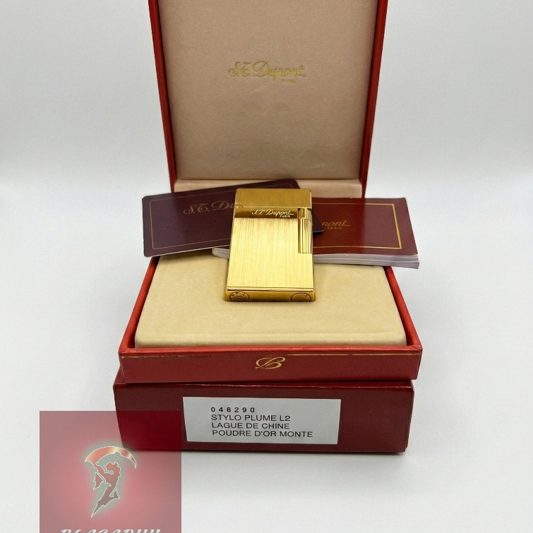 S.T. Dupont Ligne 2 Gold Dust Laque de Chine Lighter Authentic Luxury Vintage Dupont
