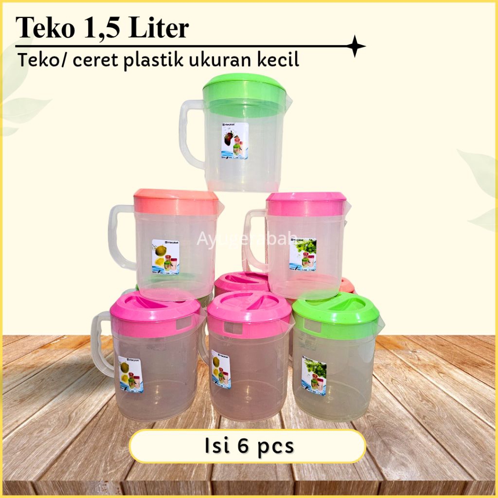(6 PCS) TEKO PLASTIK KECIL 1,5 LITER/ CERET/MORONG/ESKAN ES TELER