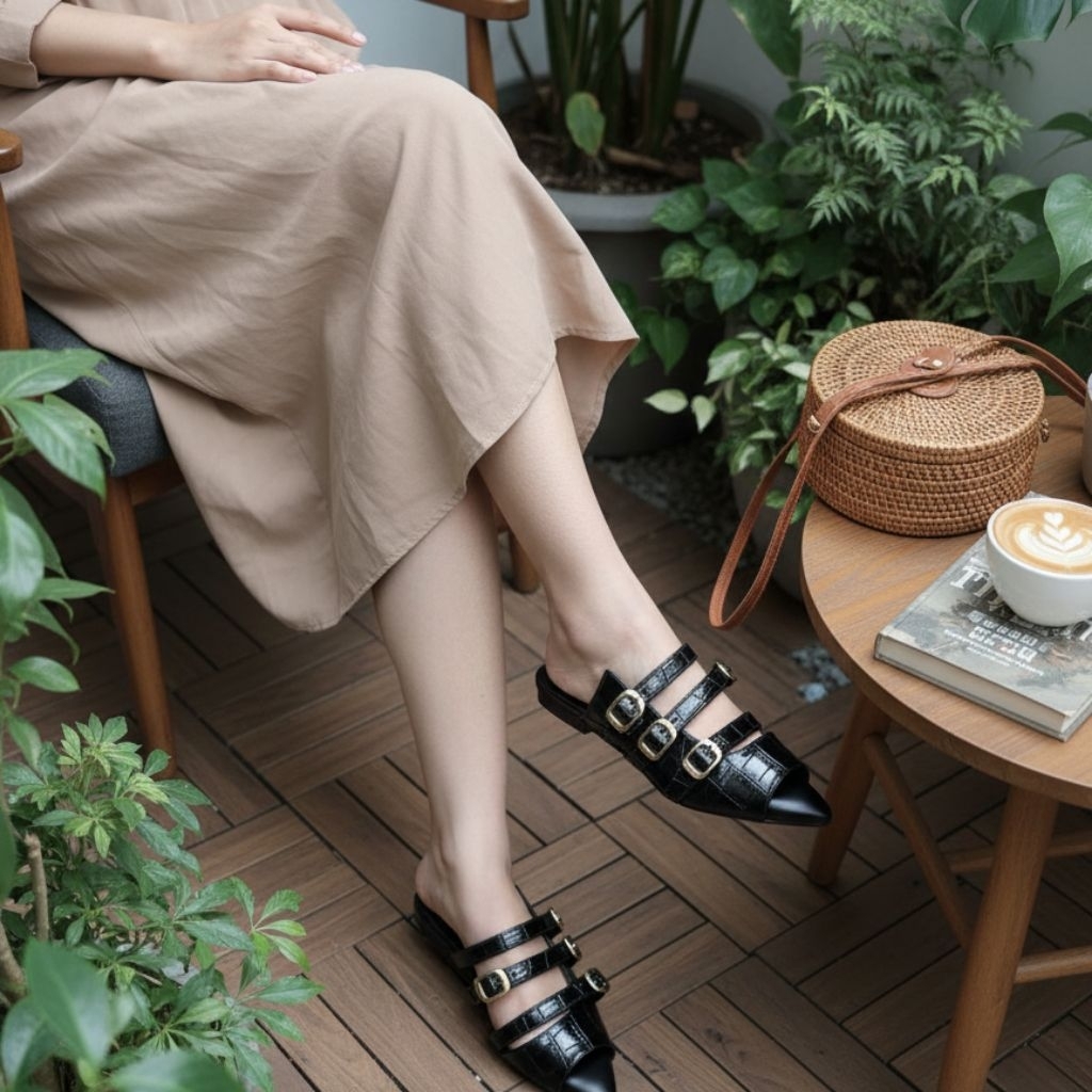 KAIA&REIA STUDIO - FREYA CROCO SANDALS