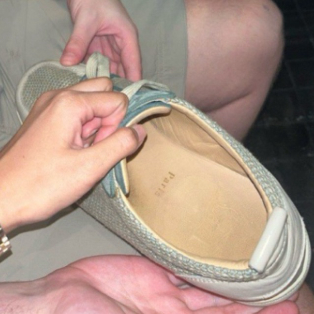 Christian Louboutin cream/green suede and leather low top sneakers size 43