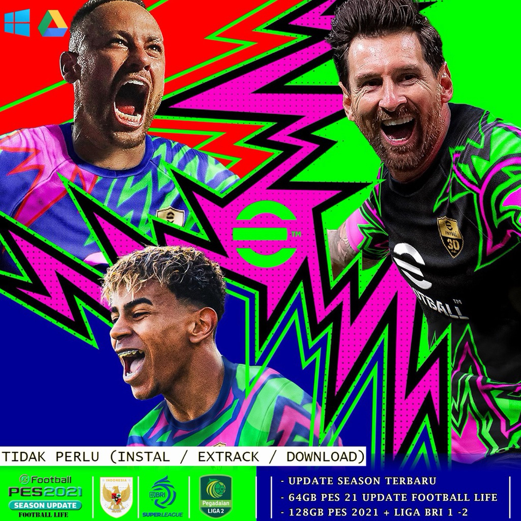 Patch + Game eFootball PES 2021 Season Update 2025 + bri liga 1 Laptop PC