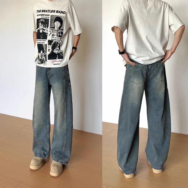 Celana Jeans Pria Baggy Jeans Denim loose straight celana kulot casual Pria korean style jumbo