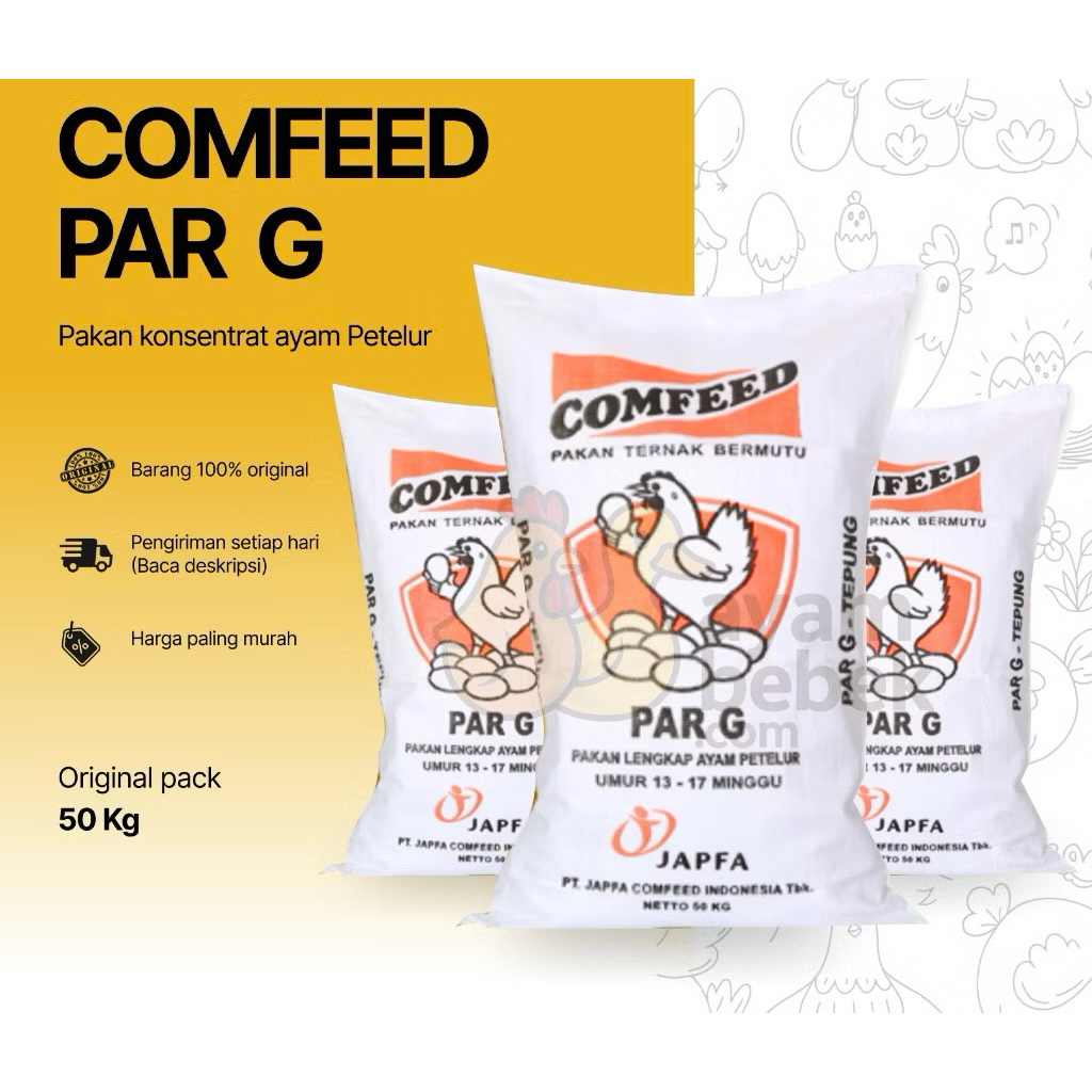 ORIGINAL - Comfeed PAR G - Pakan Lengkap Ayam Petelur (Grower) – Umur 11–17 Minggu | REPACK 1KG | Ol