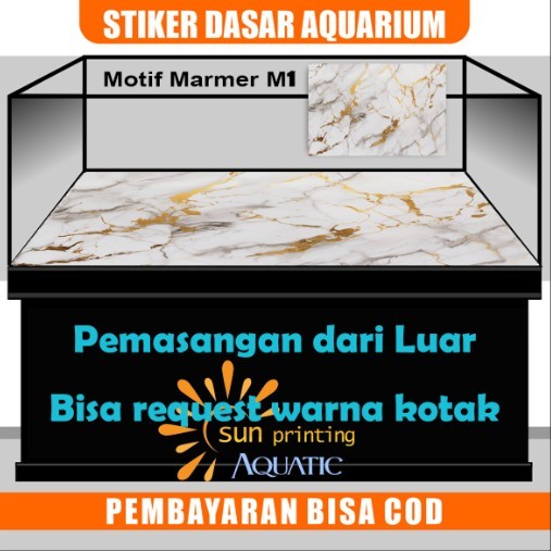 Stiker Lantai aquarium dasar marmer background marmer
