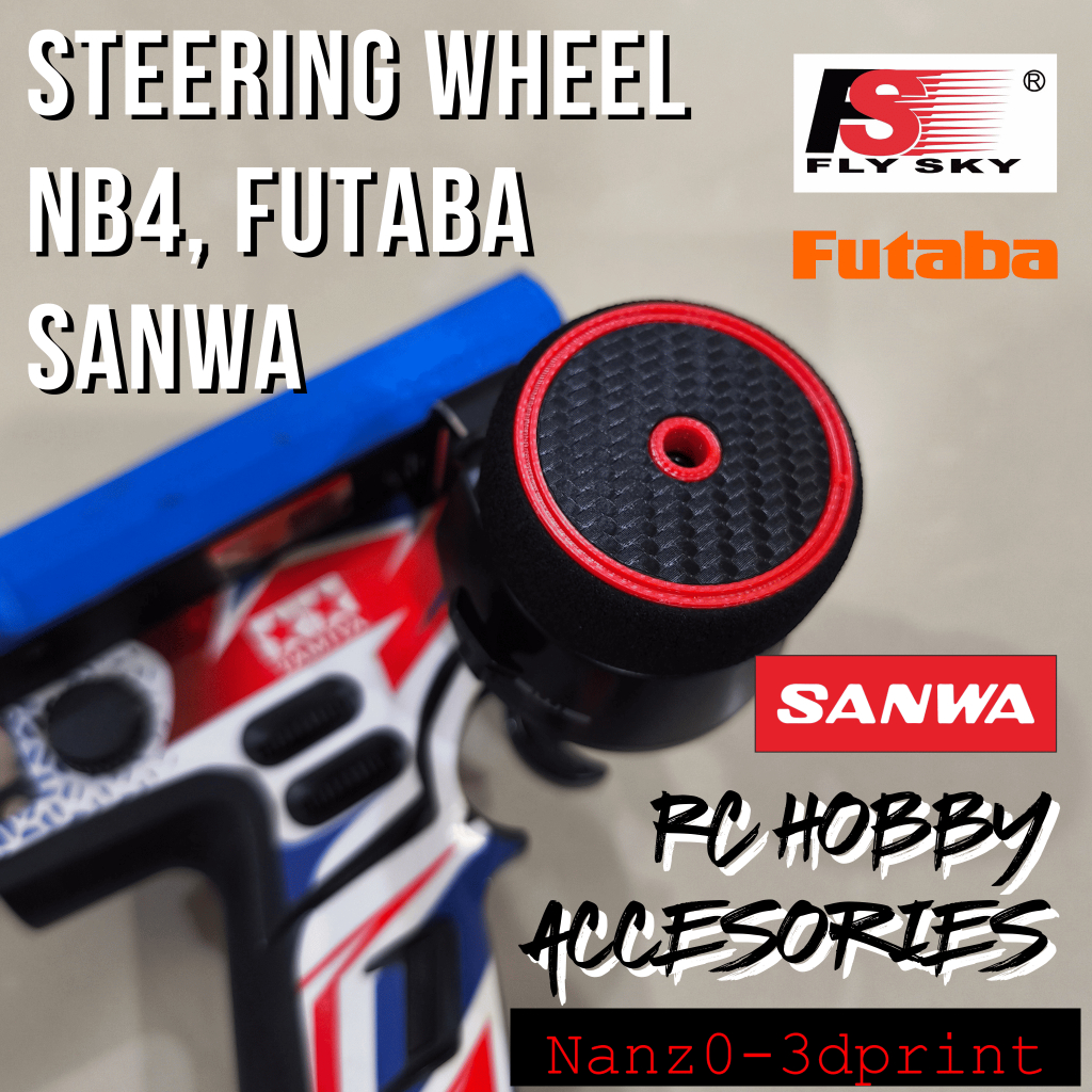Steering Wheel for Noble NB4, Futaba, Sanwa MT & M17 M12 Receiver Aksesoris Remote - N3D