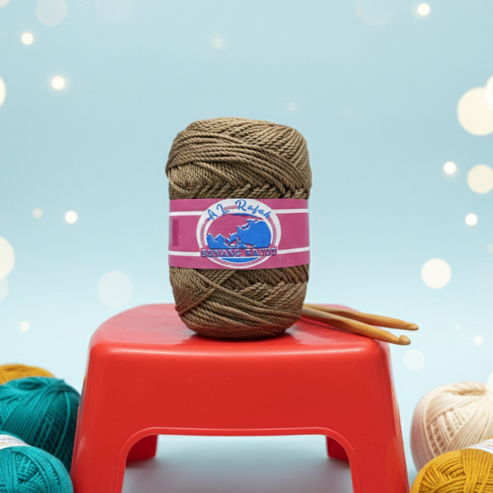 ALRAFAH - BENANG RAJUT POLY KILAP MOCCA LATTE